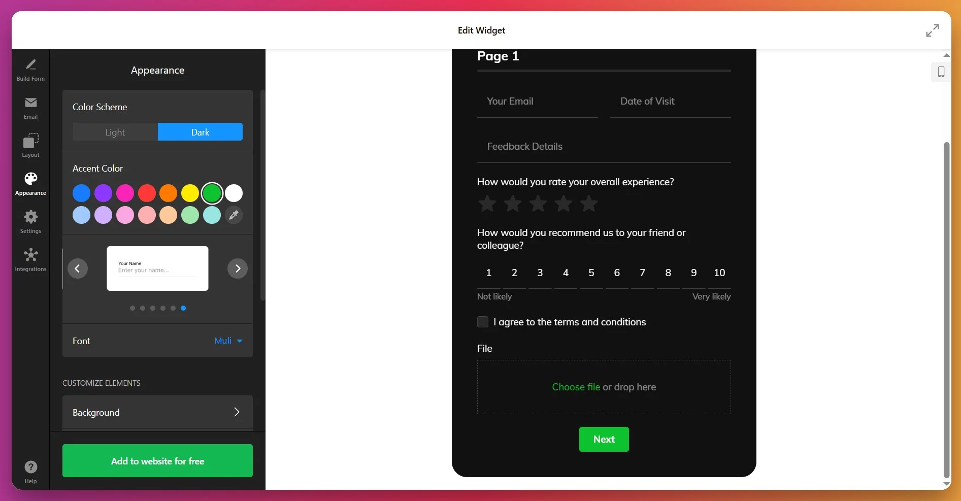 Adjust the form's design