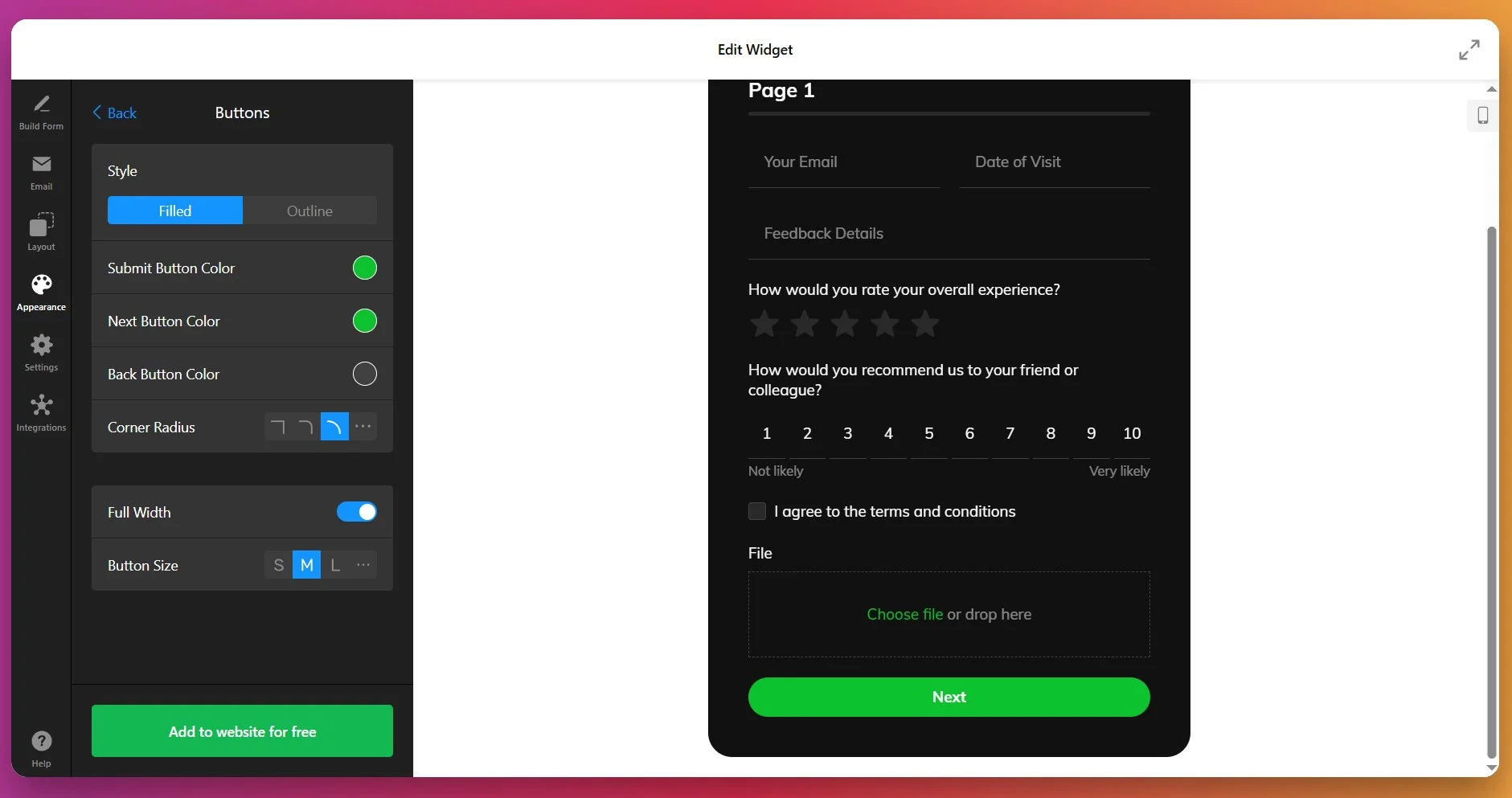 Adjust the form's design