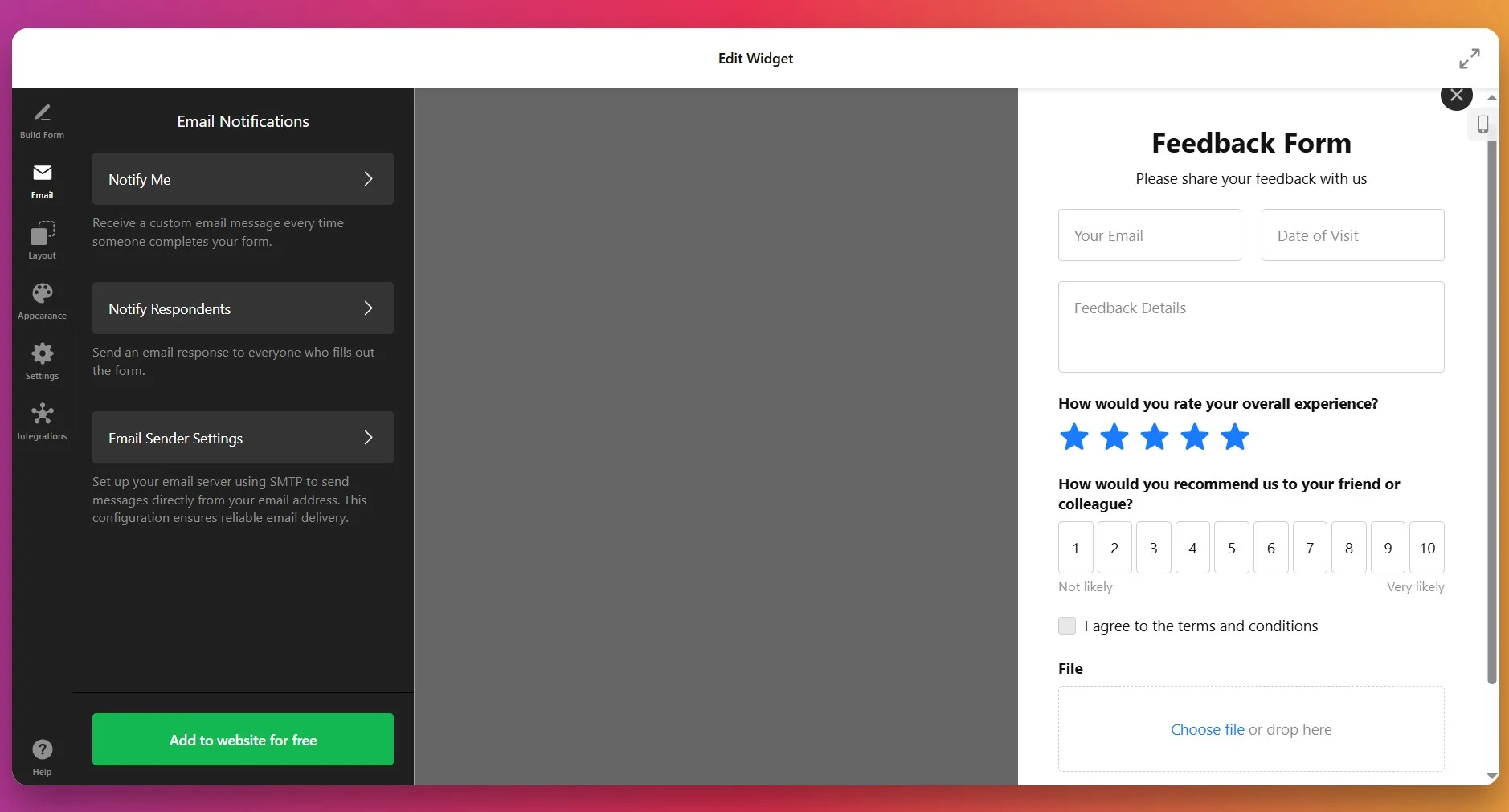 Enable email notifications