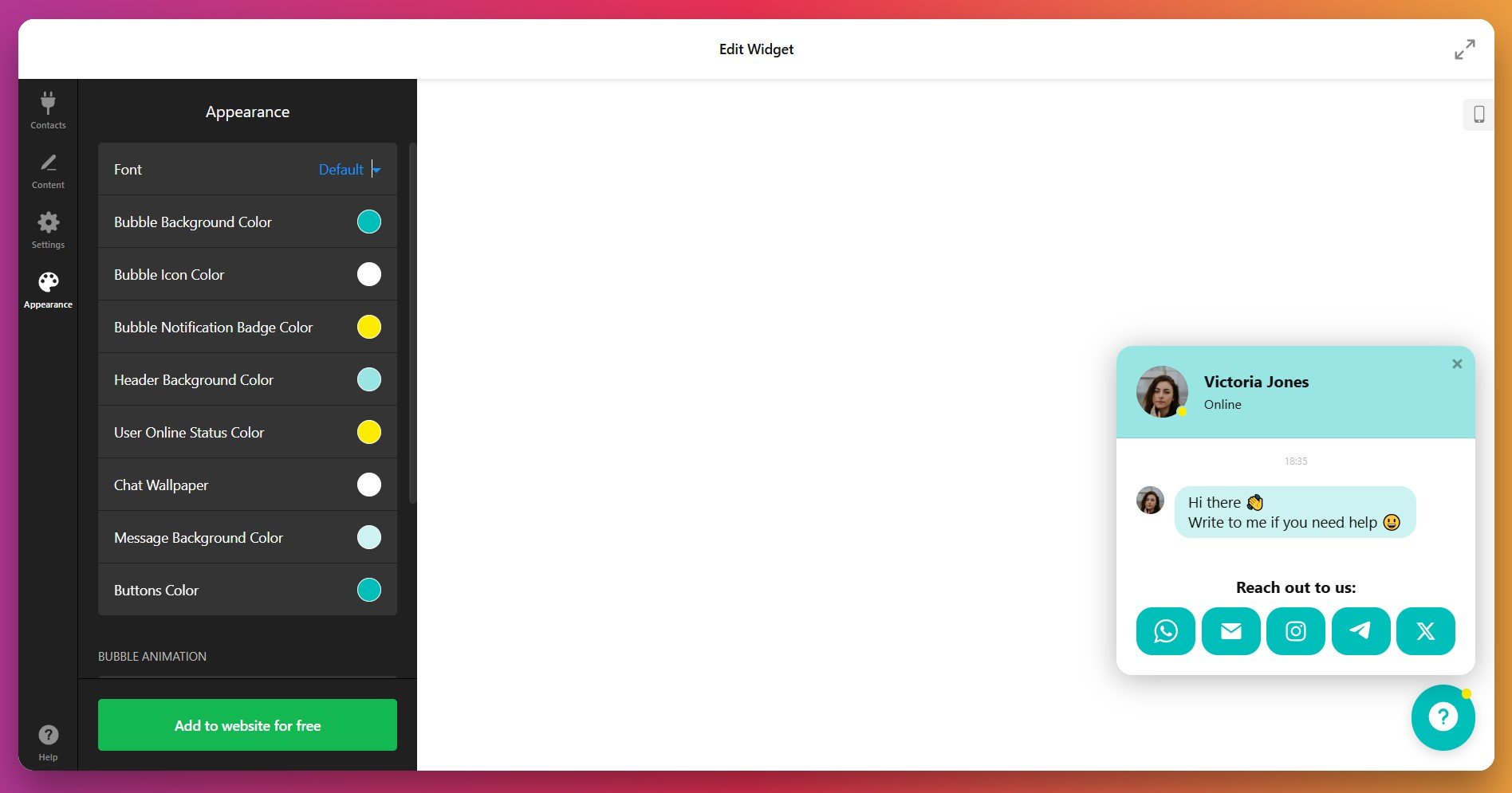 Customize chat widget appearance