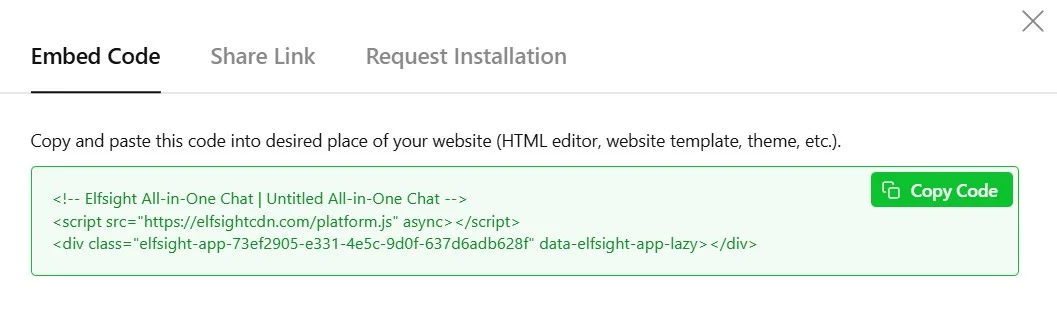 Copy your widget embed code