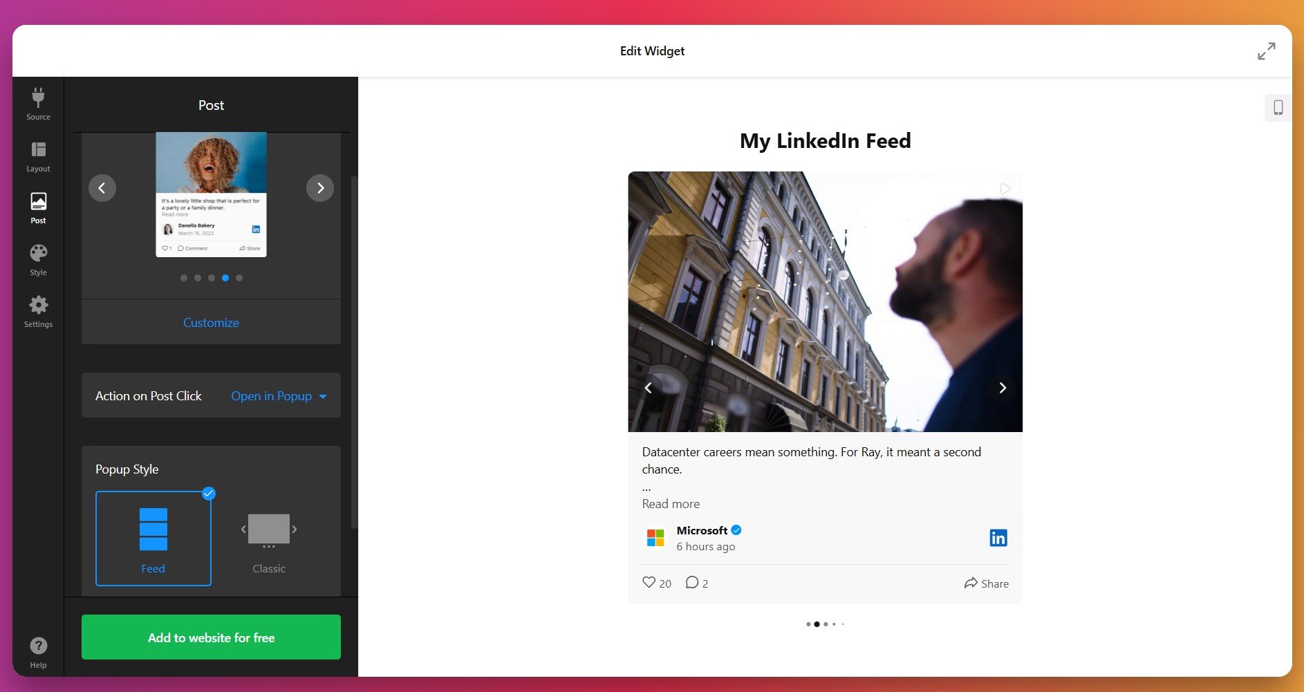 Customize LinkedIn post card display