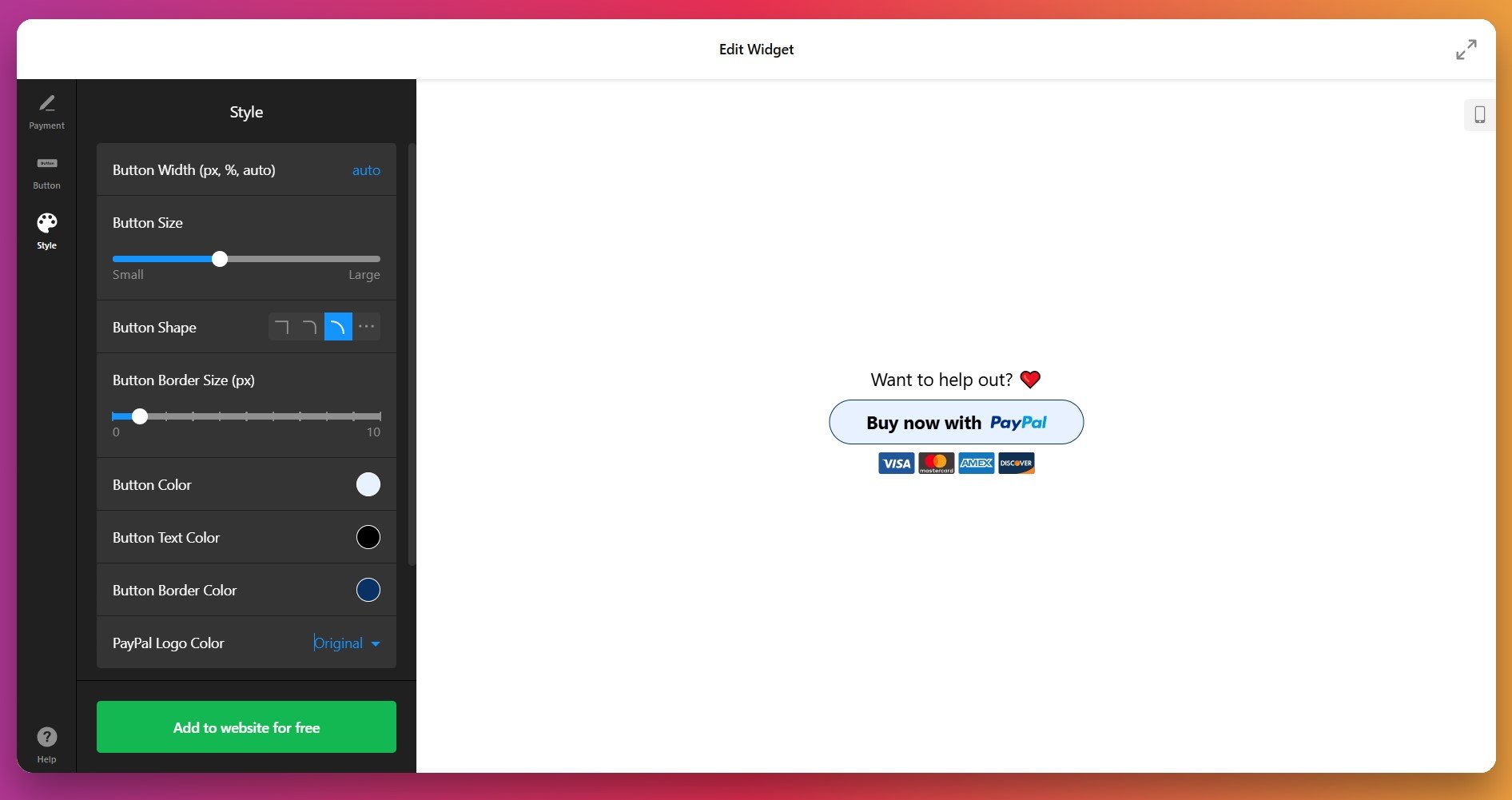 Adjust PayPal Button Style