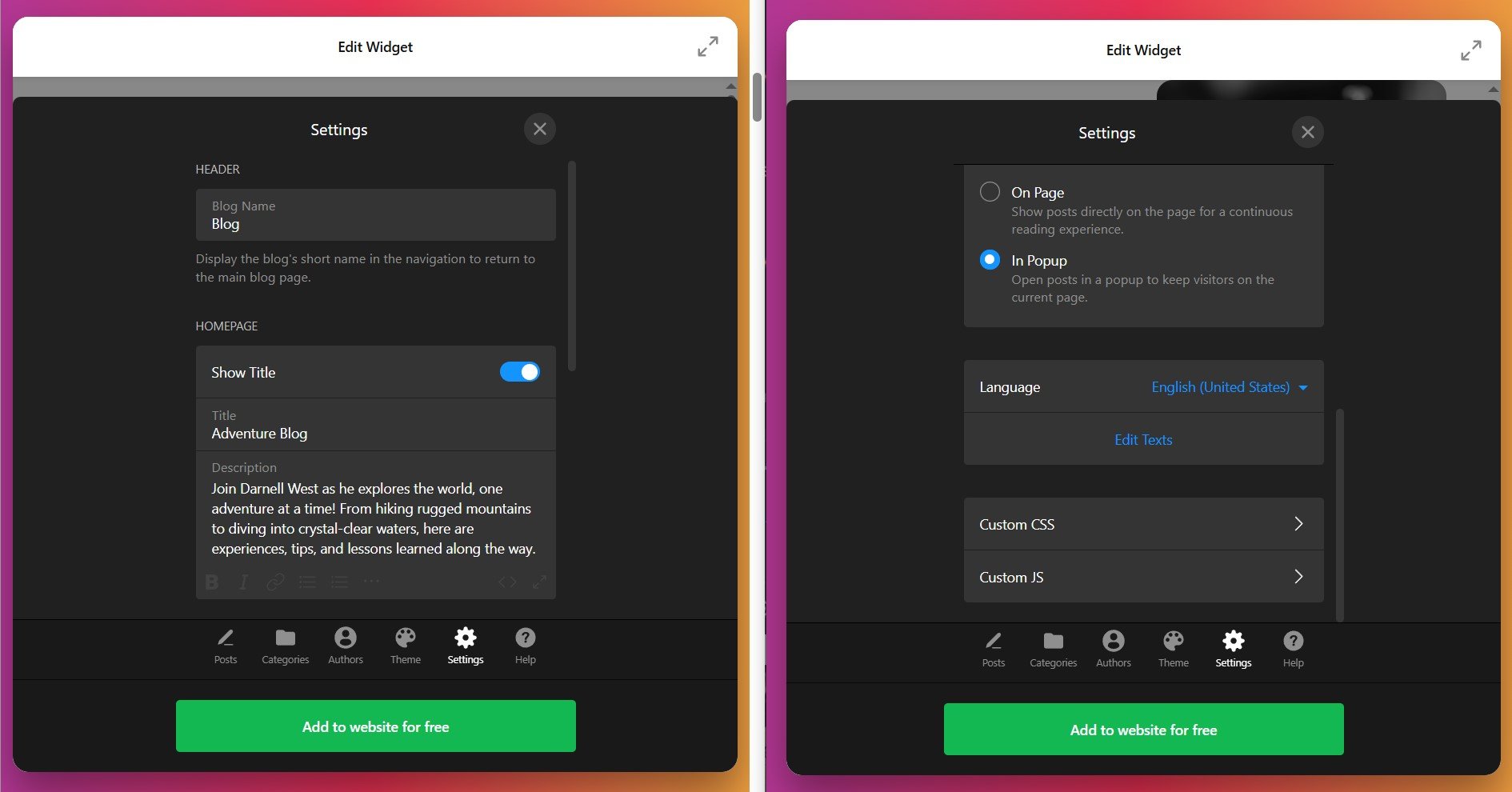 Configure the blog post settings on your website