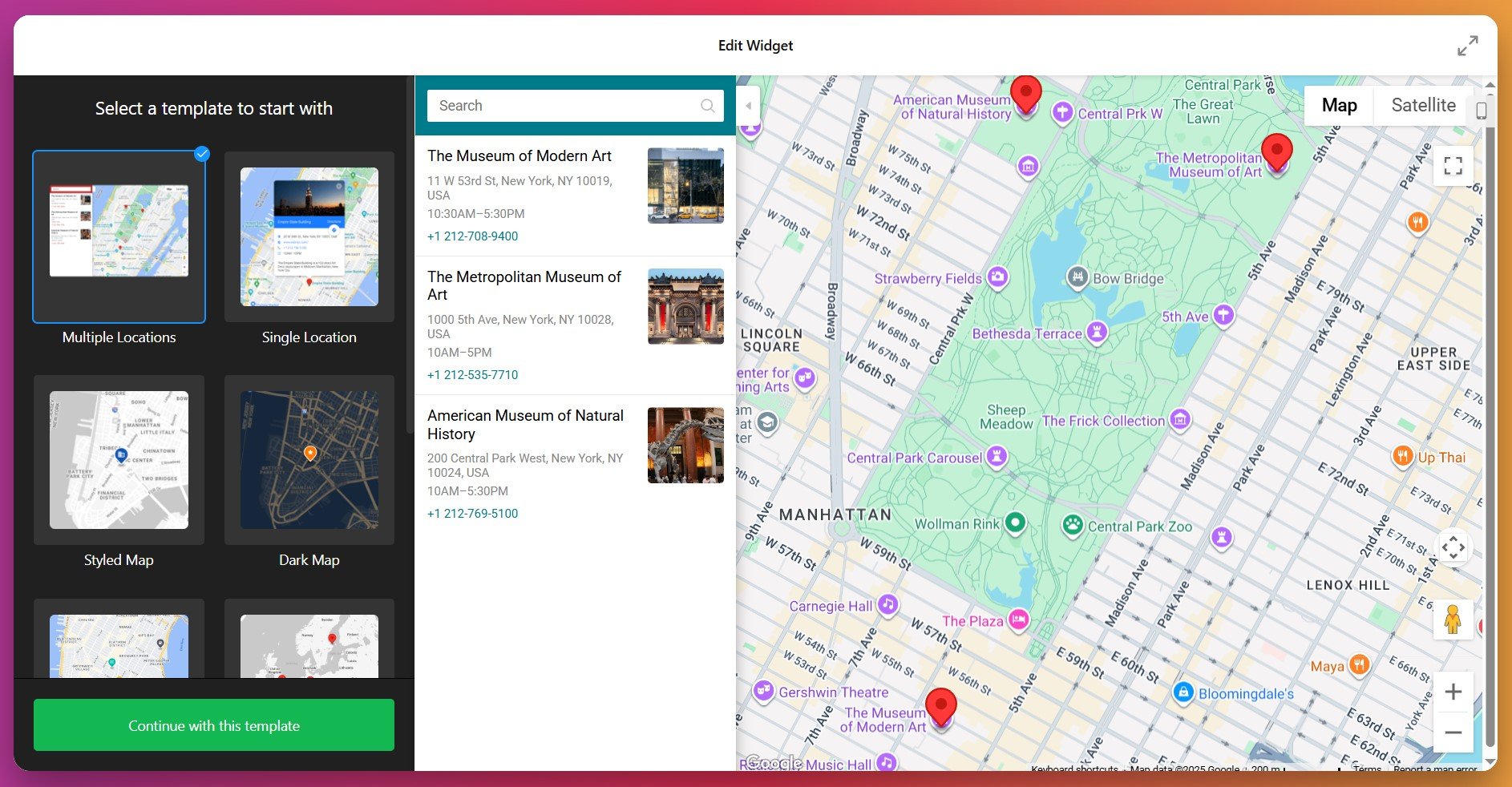 Choose a Google Maps Template