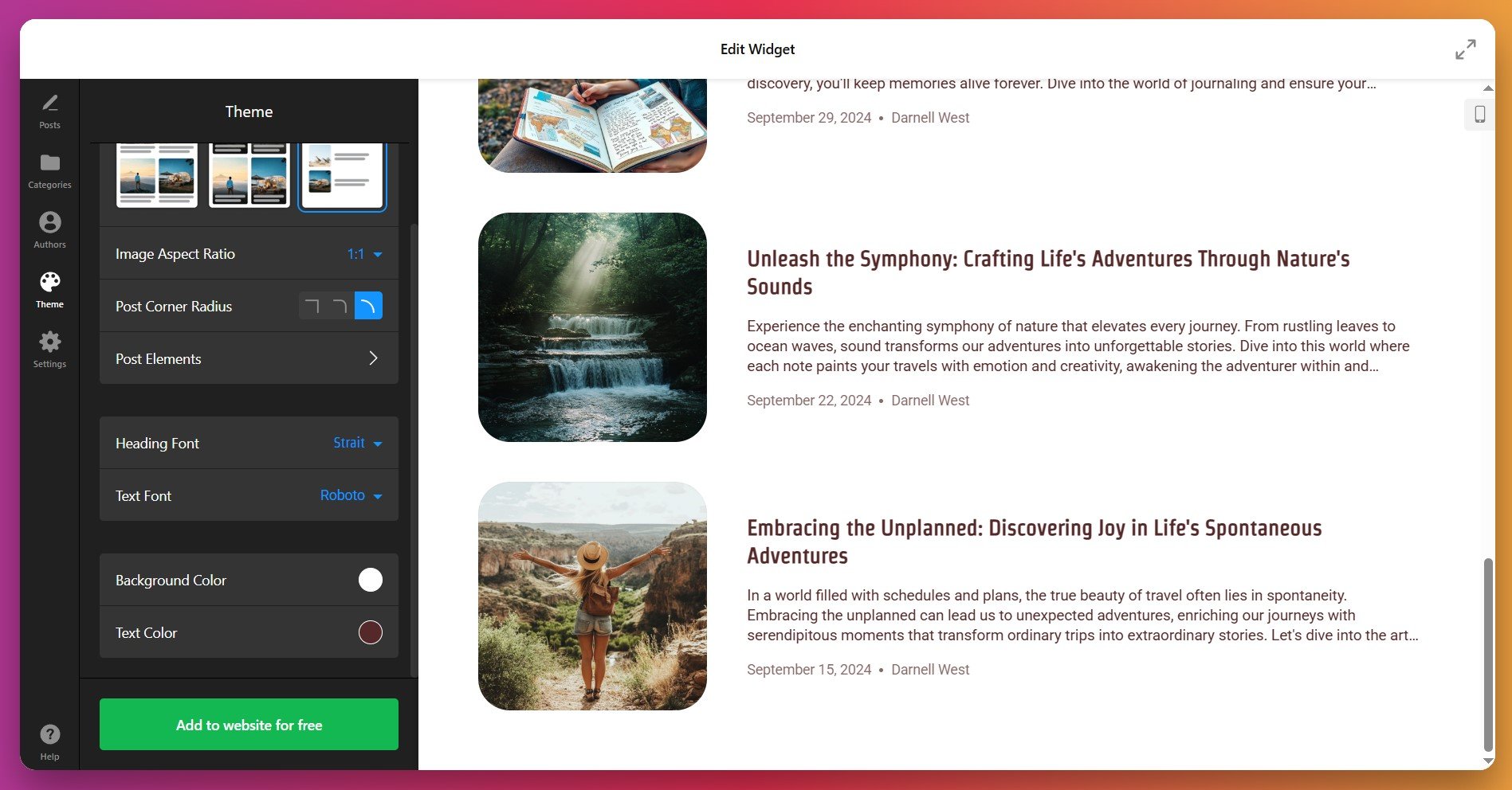 Customize blog colors and design to match your website brand