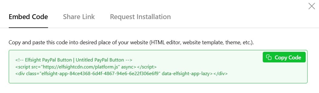 Copy PayPal Embed Code