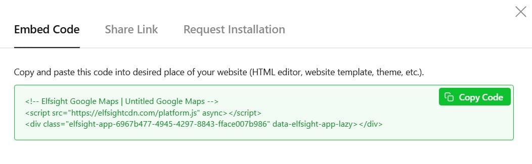Copy Google Maps widget installation code
