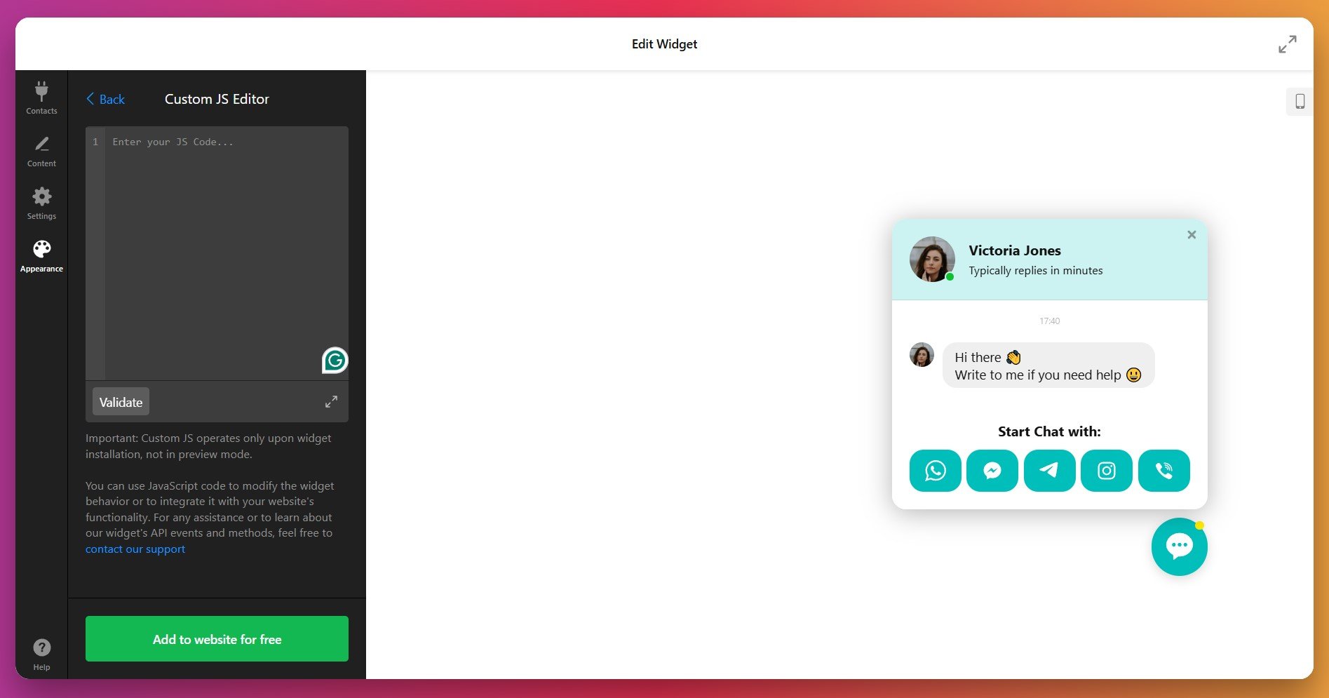 Customize Chat Bubble