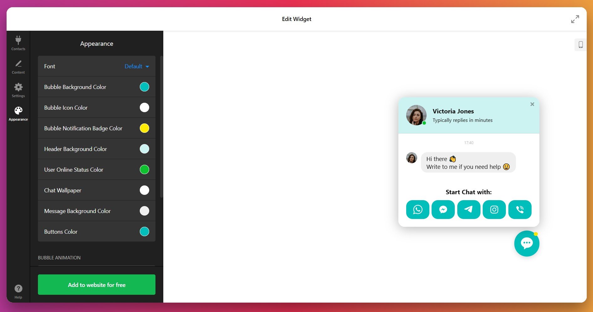 Customize Chat Bubble