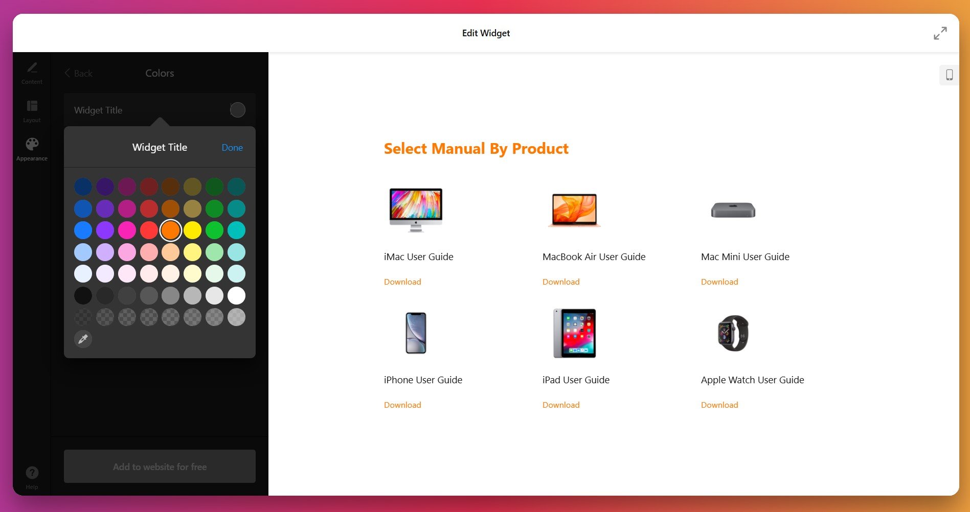 Customize PDF widget appearance and styling
