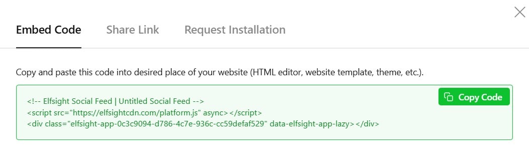 Copy your widget embed code