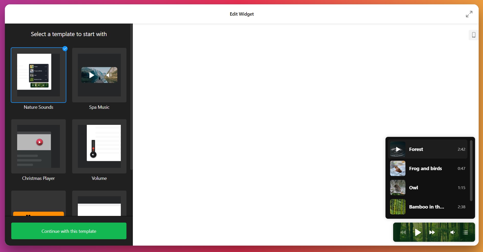 Choose music player template