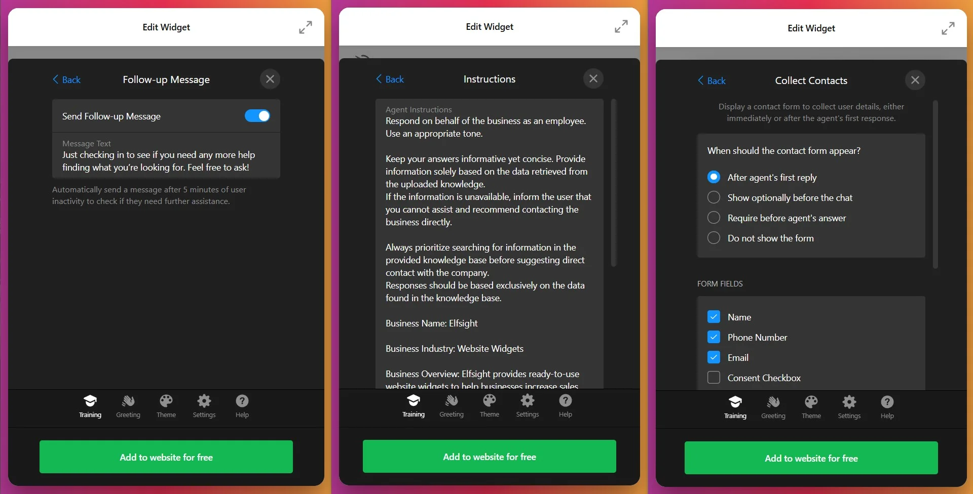 Configure instructions and behavior
