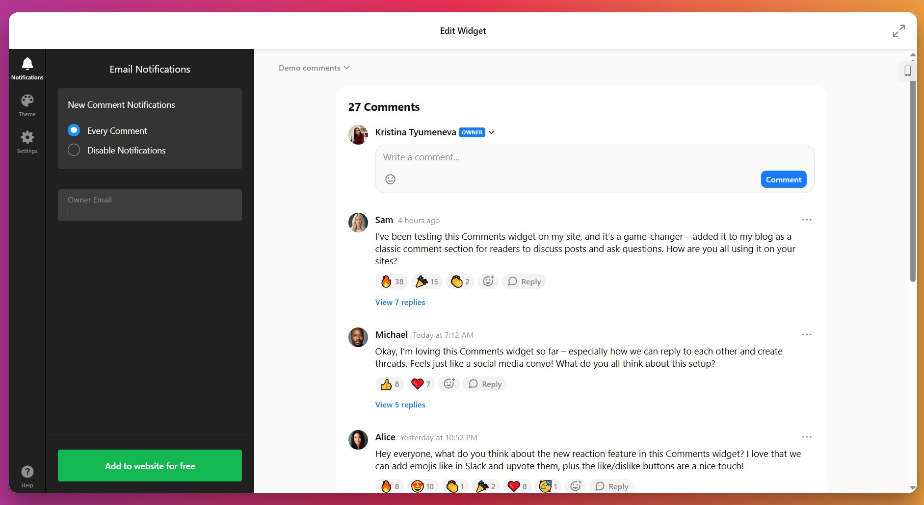 Set Up Email Notifications