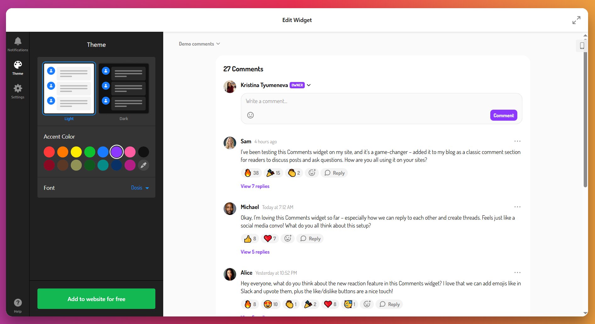 Customize Your Comments Widget