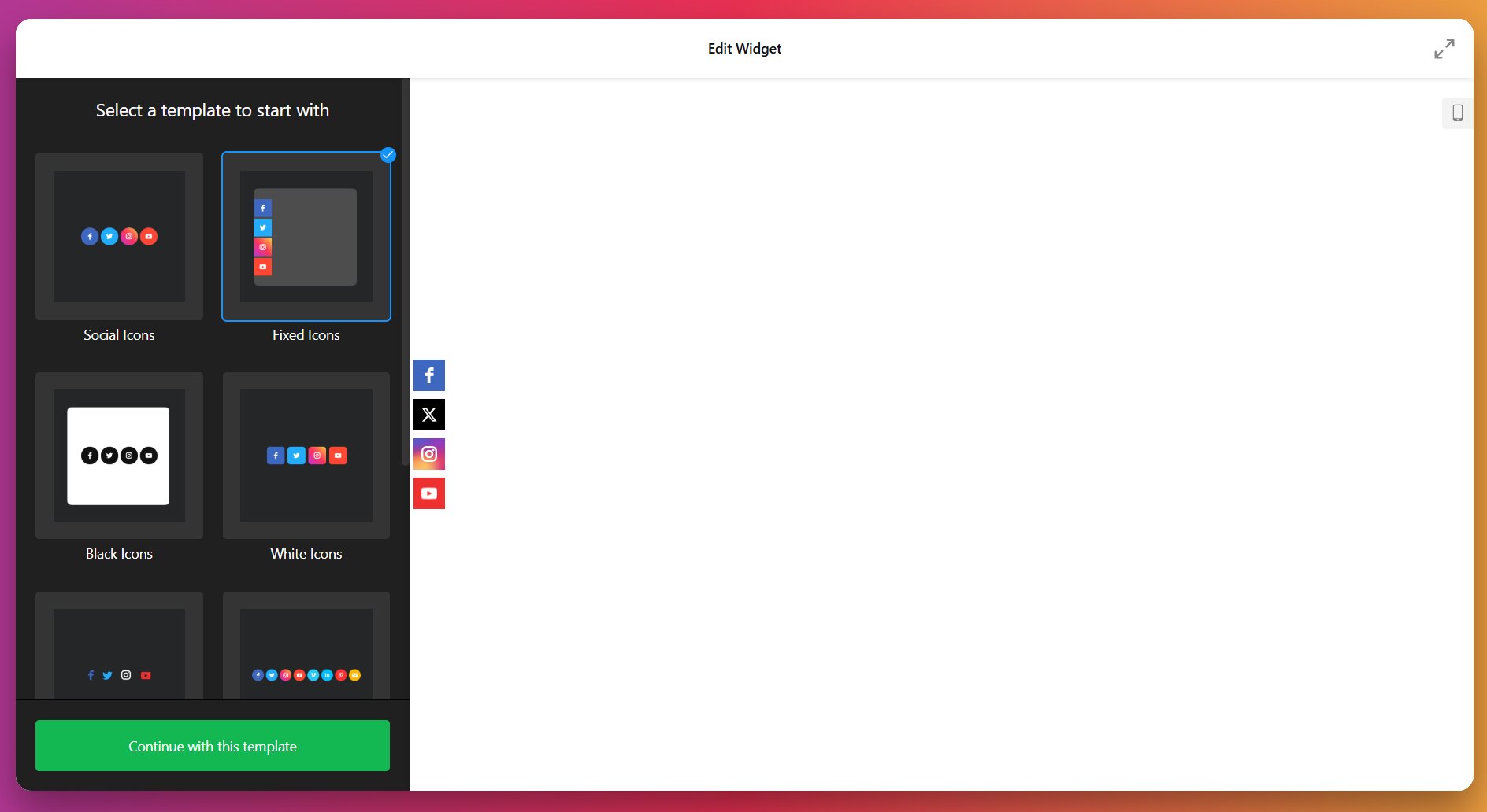 Choose Social Media Icons Template