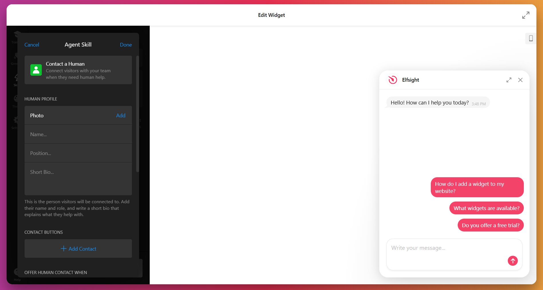 Contact a Human Option