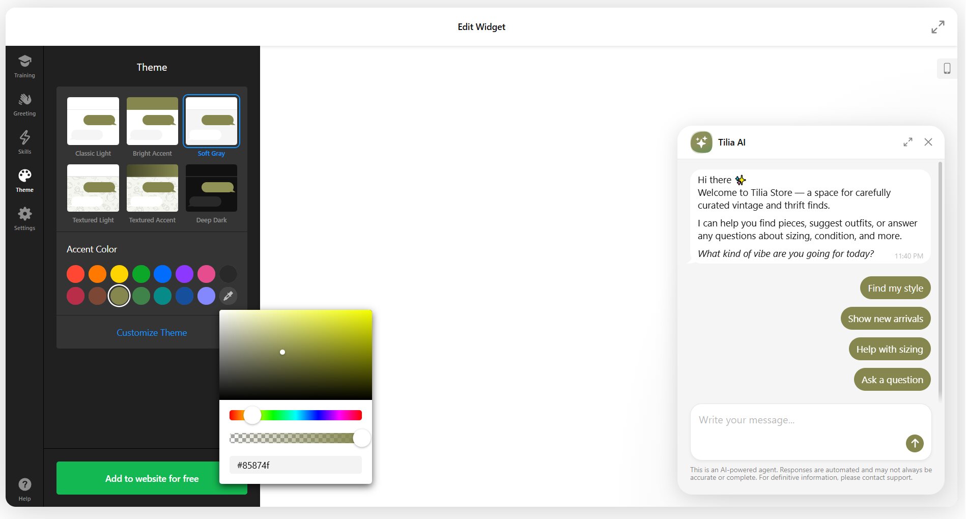 Customize the AI Assistant's Style