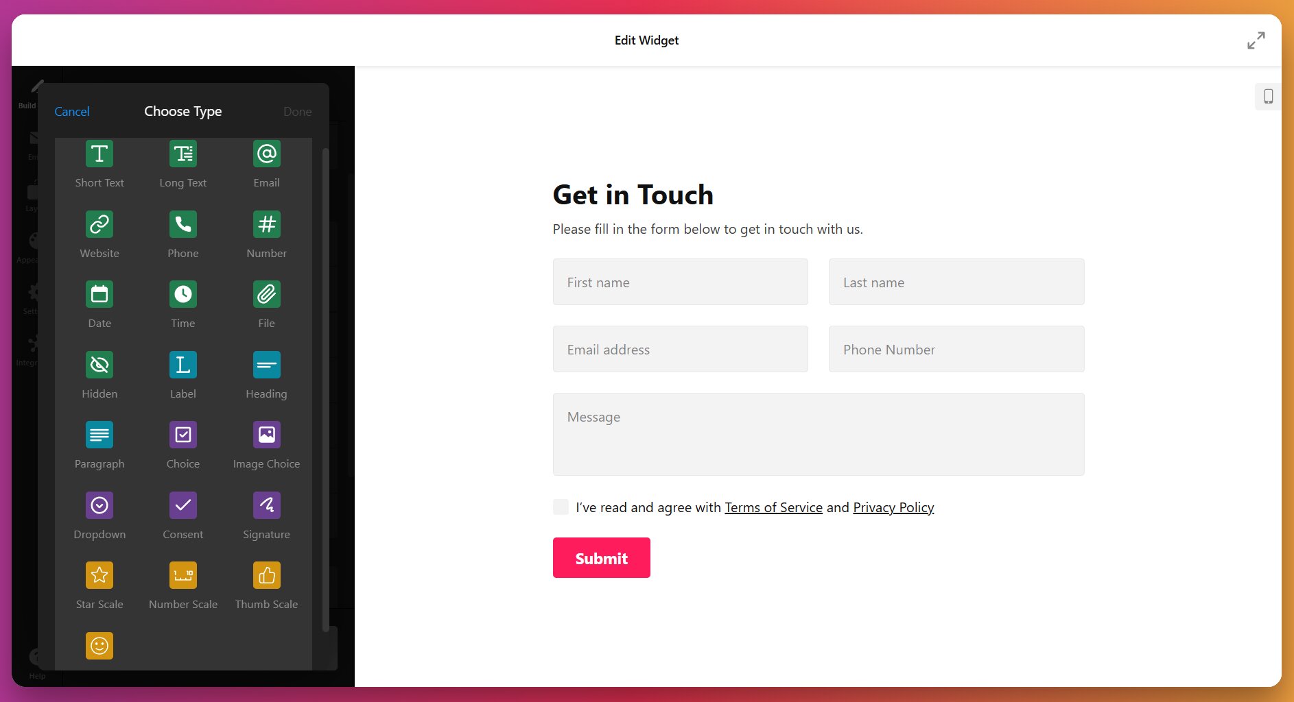 Choose Your WordPress Form Fields