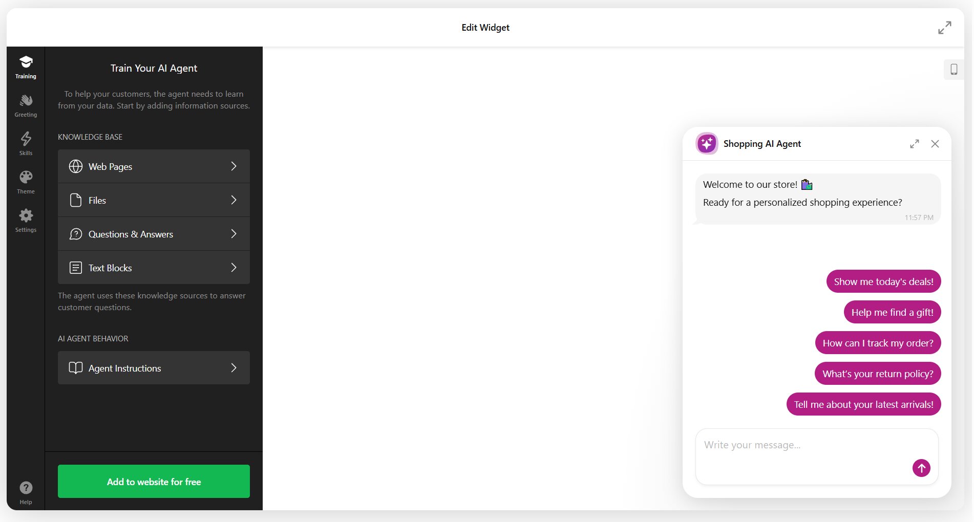 Train your AI Chatbot