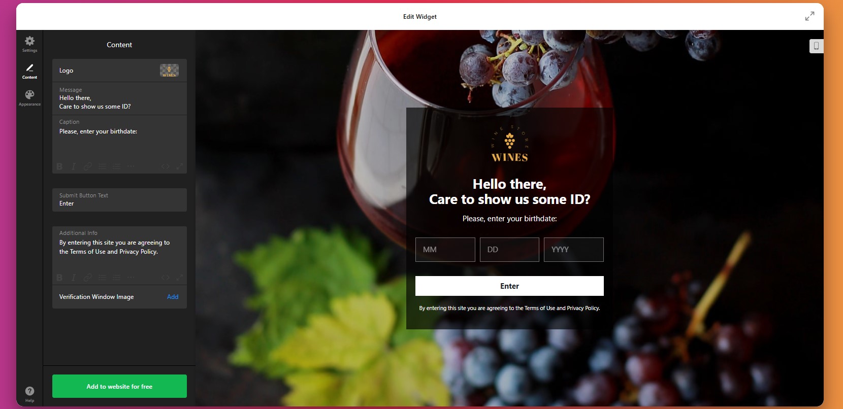 How to add Age Verificatiion: customize text