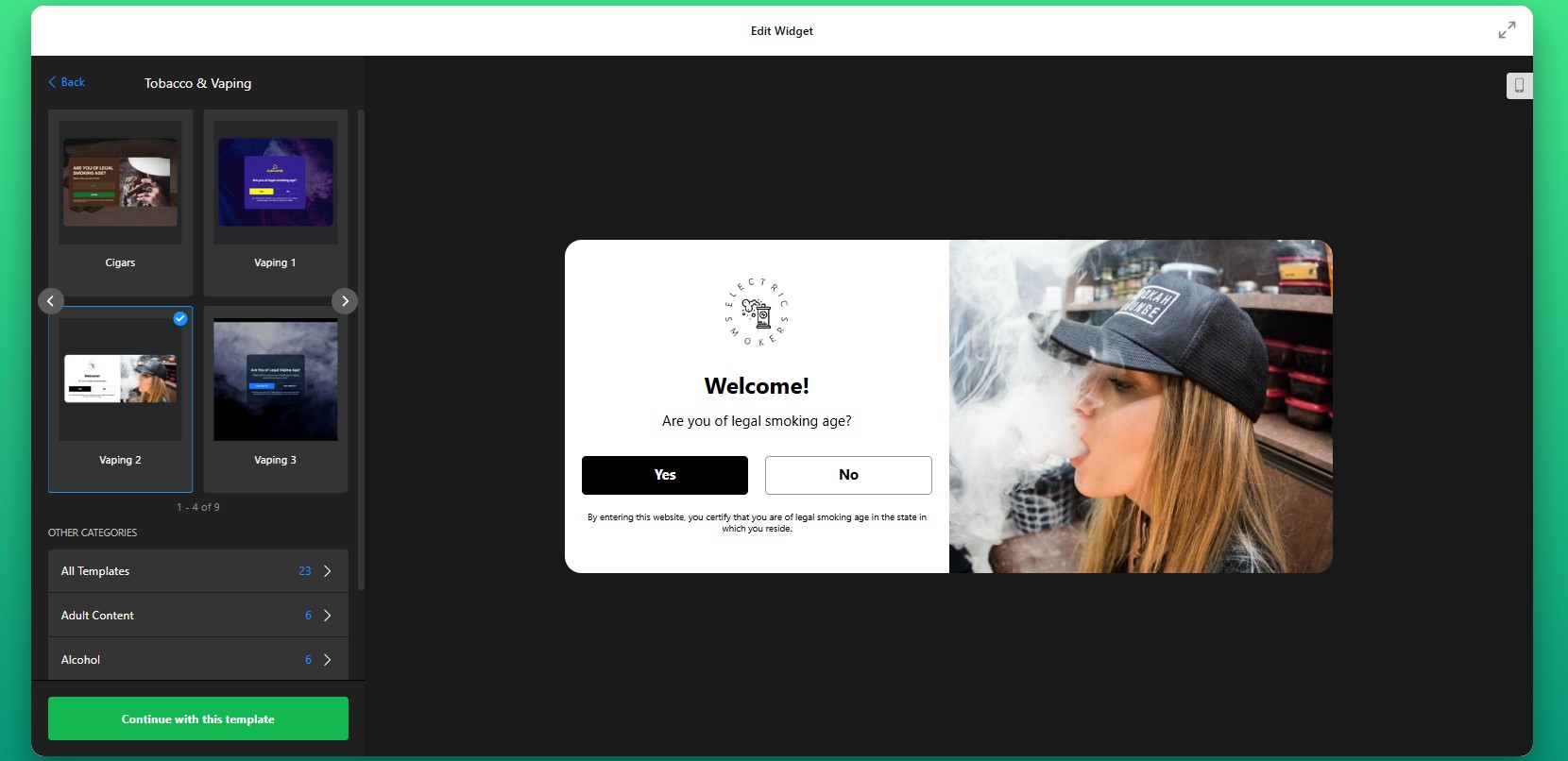 How to add Age Verification to Shopify: select a template