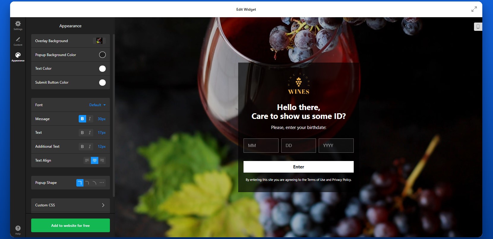 How to add Age Verification to Wix: adjust the design