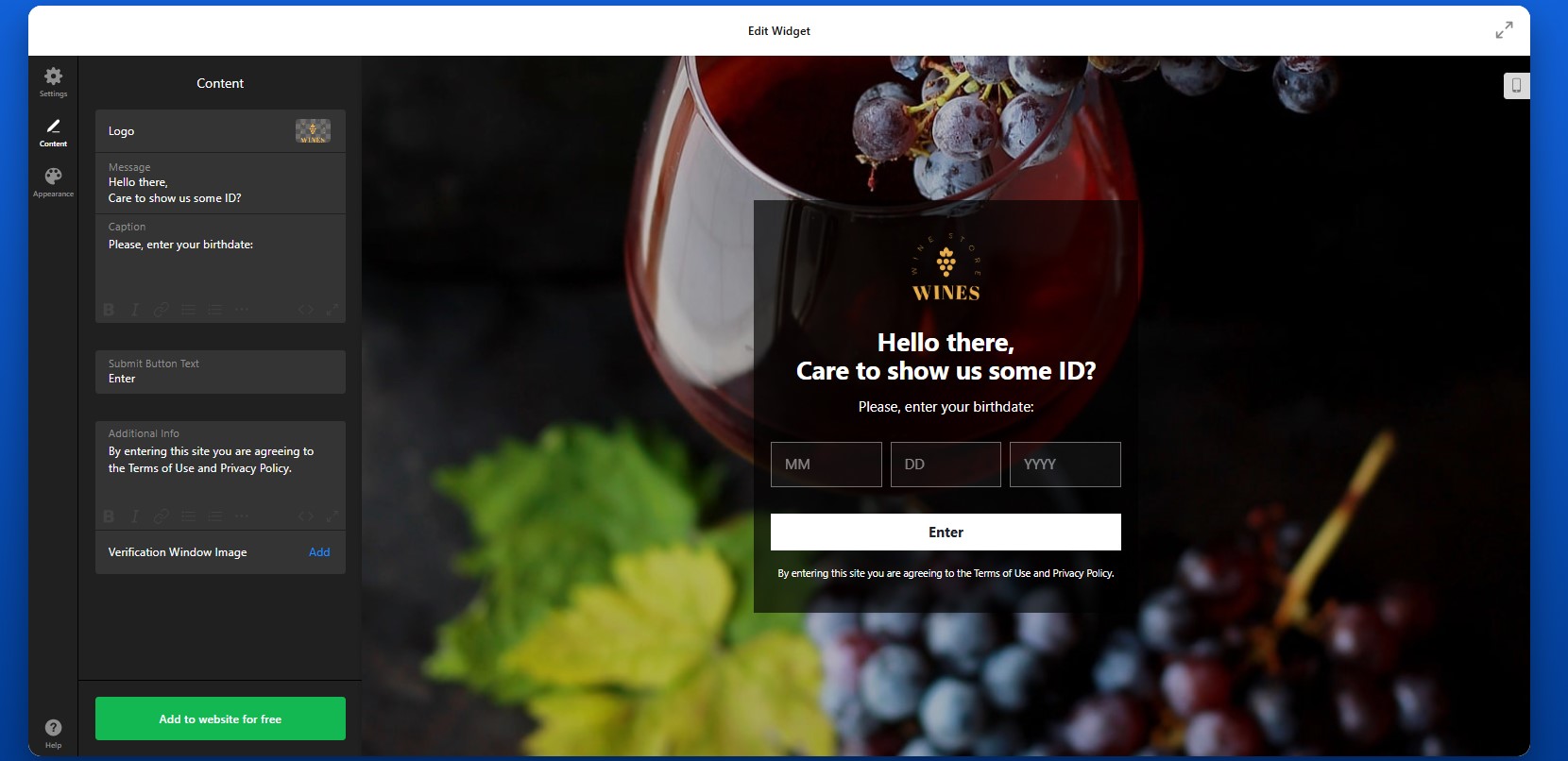 How to add Age Verification to Wix: customize message