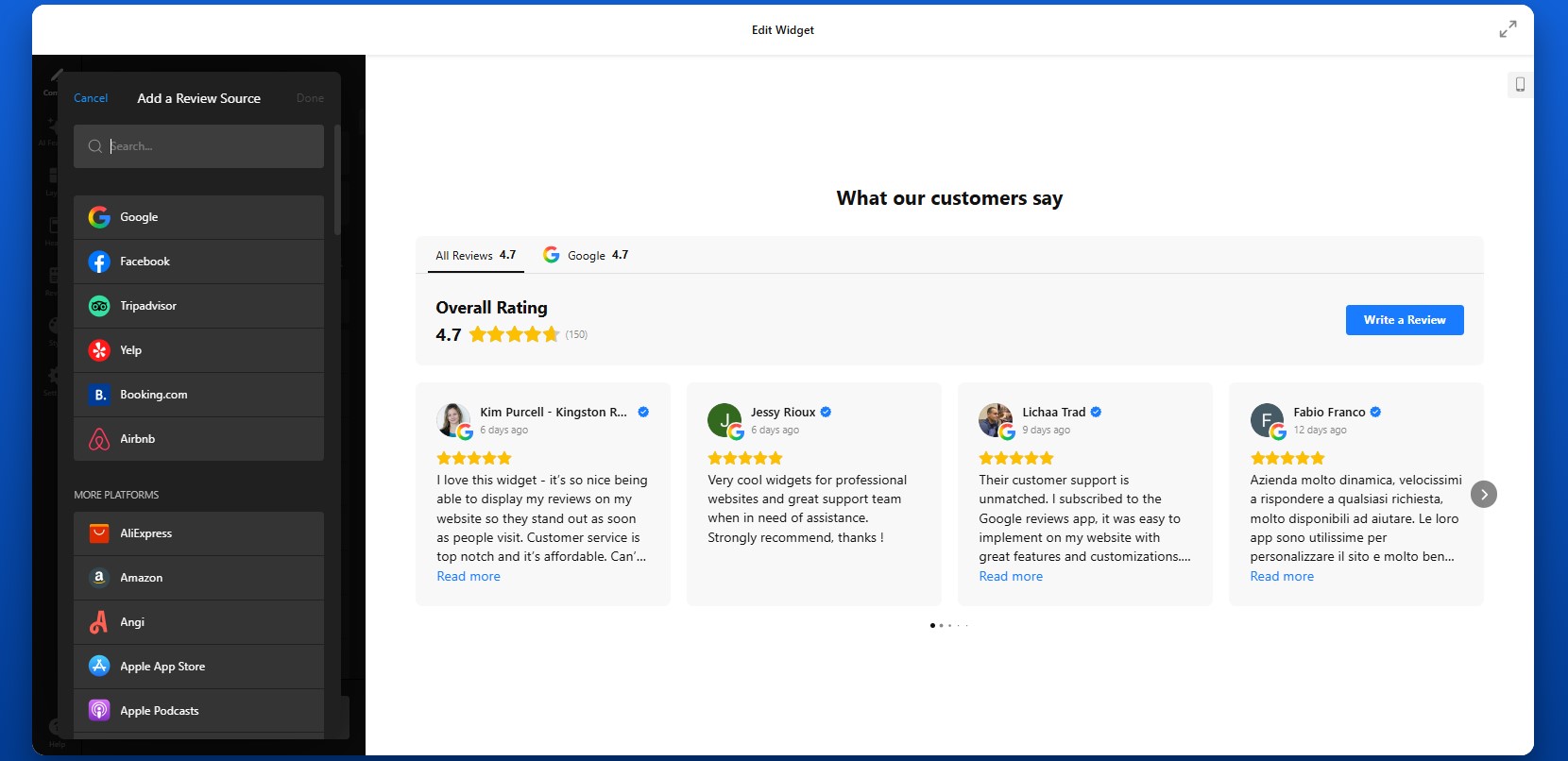 How to add All-in-One Reviews to Wix: add sources