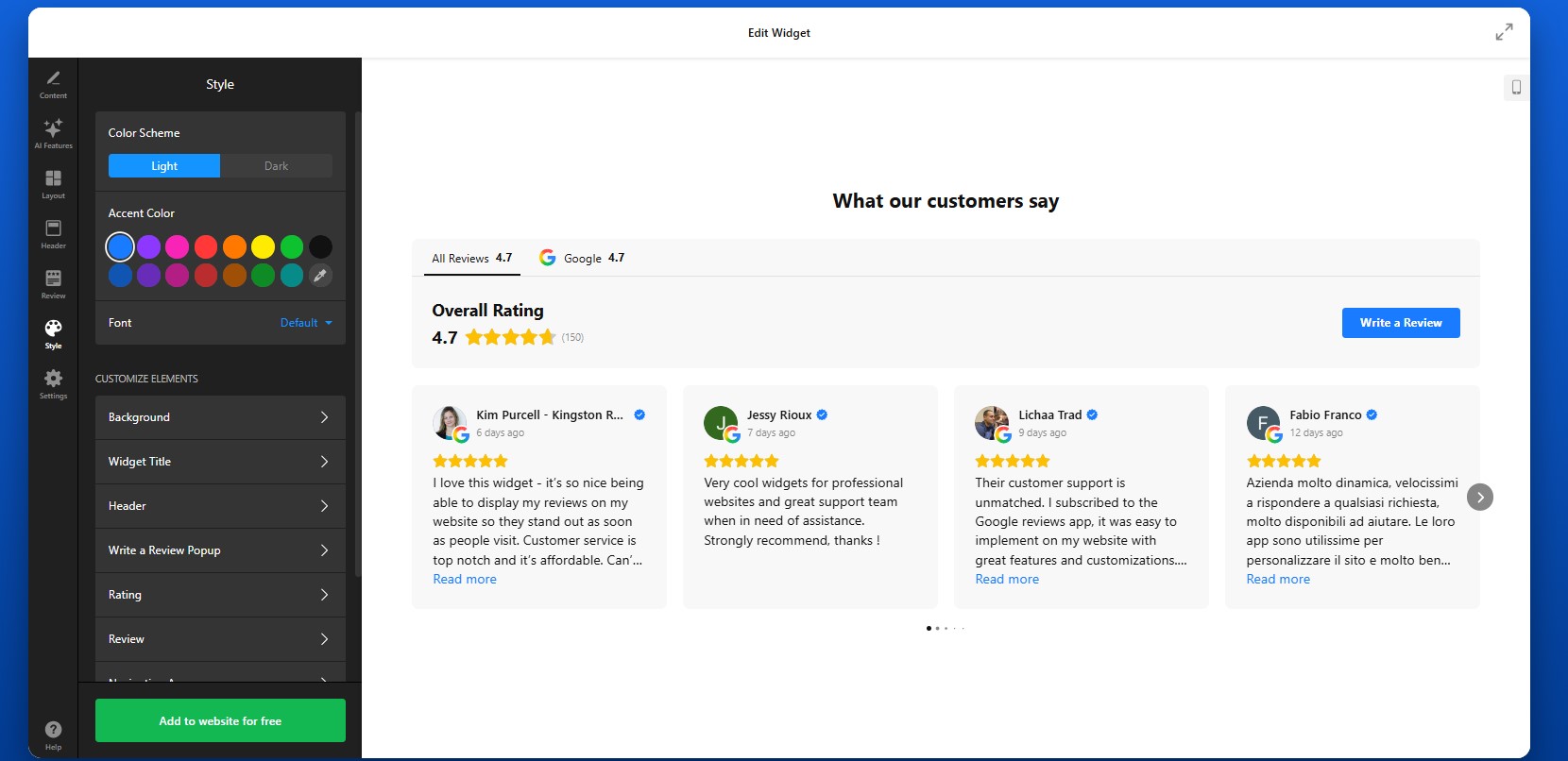 How to add All-in-One Reviews to Wix: adjust design