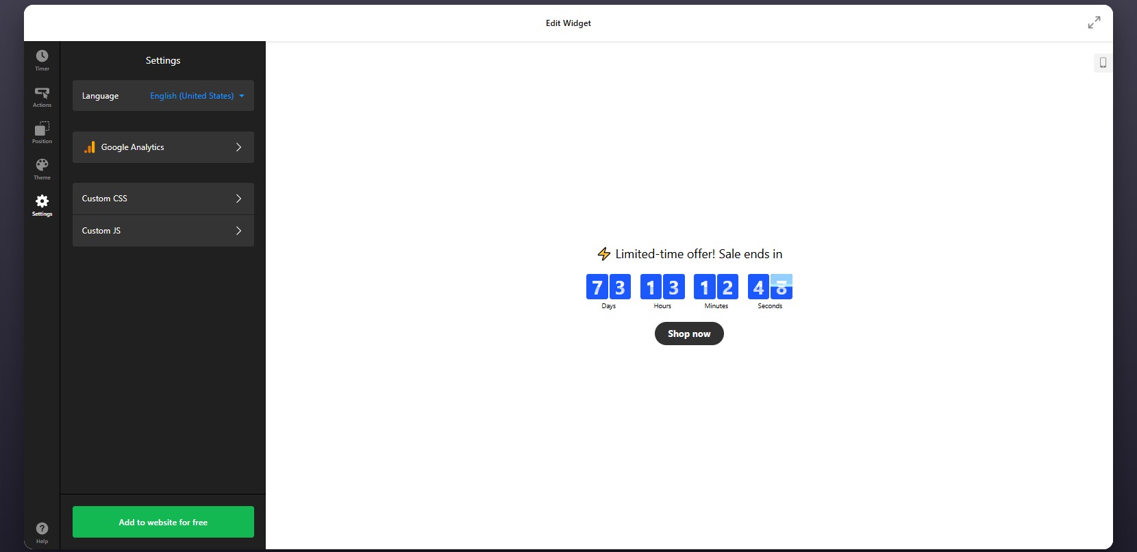 How to add a Countdown Timer to Squarespace: settings