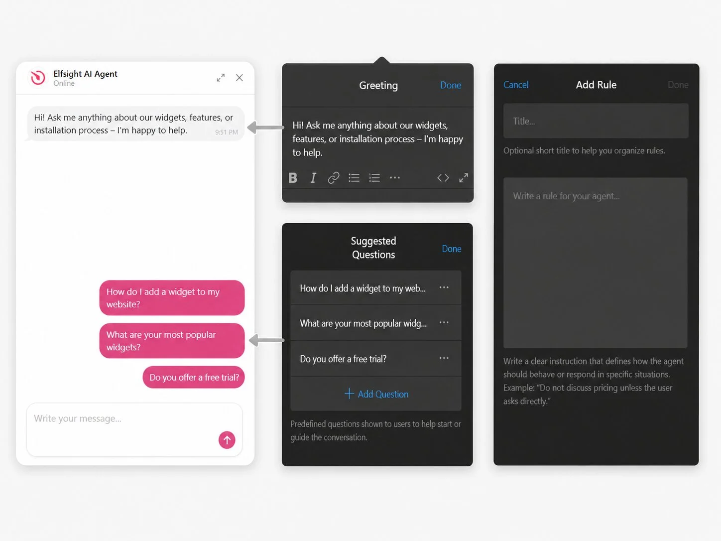 Craft chatbot greeting and quick replies
