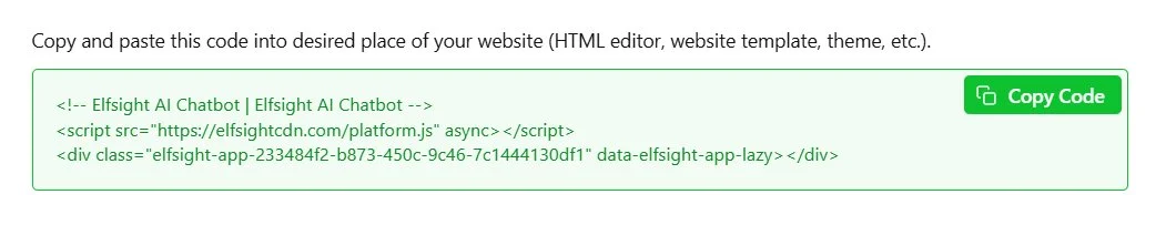 Copy HTML chatbot code snippet