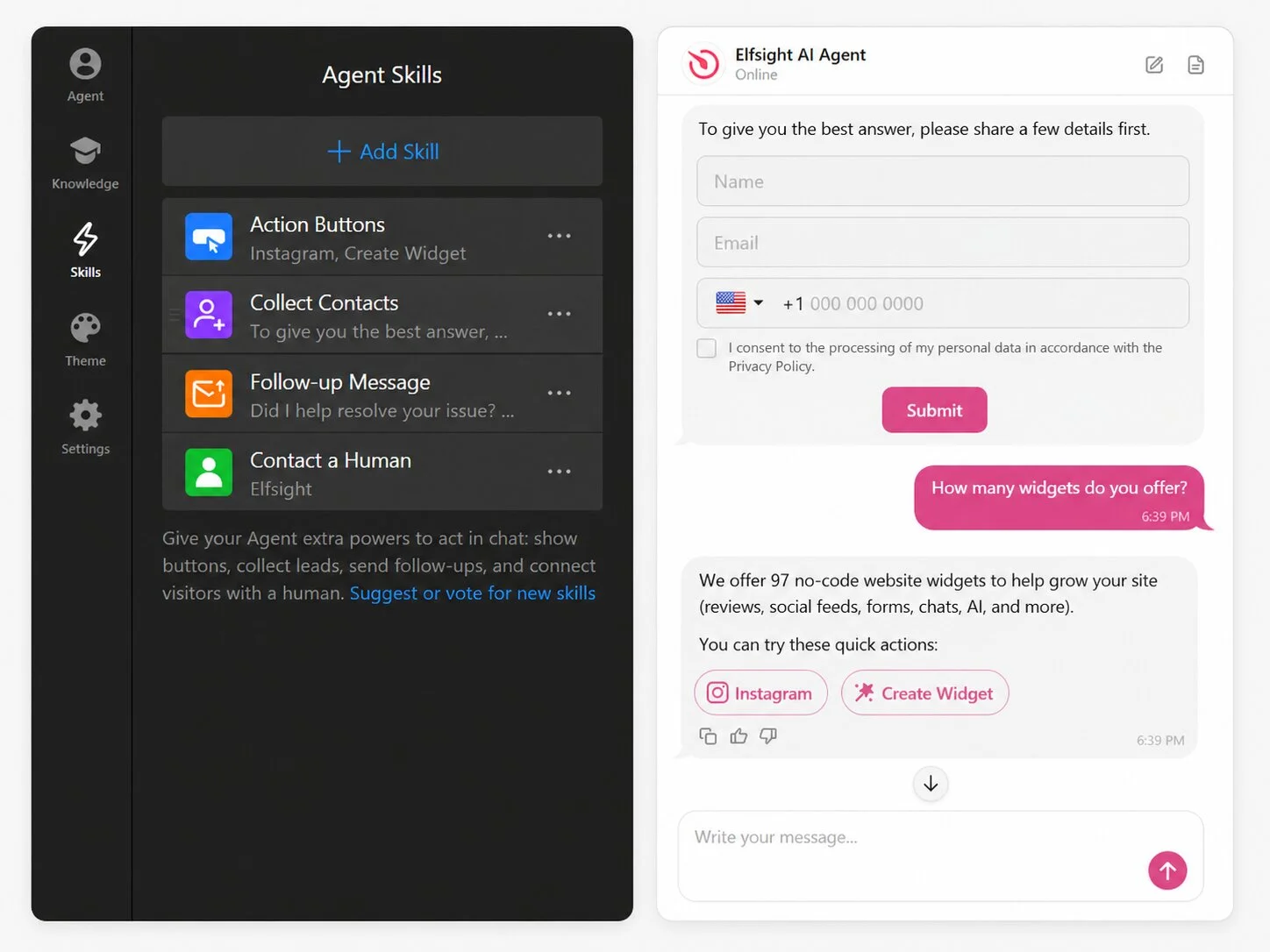 Set up AI chatbot skills