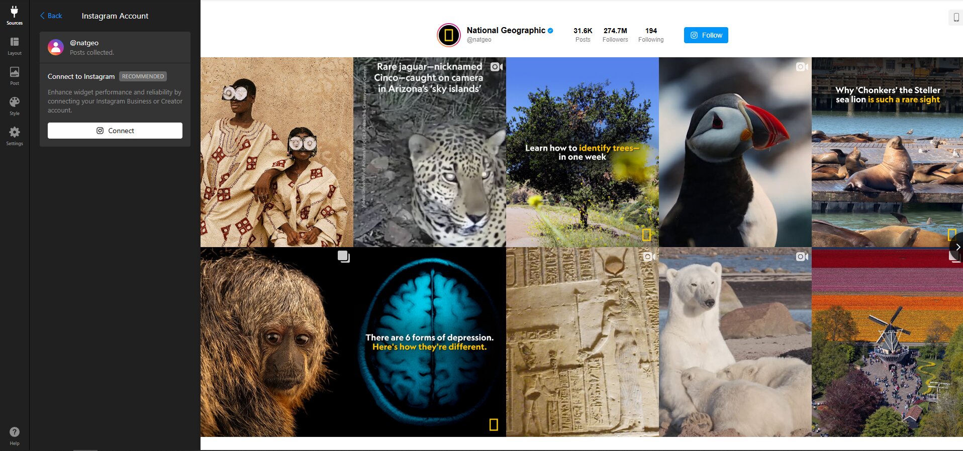 Add your Instagram Feed source