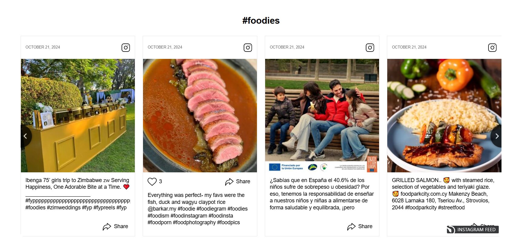 Instagram hashtag feed example