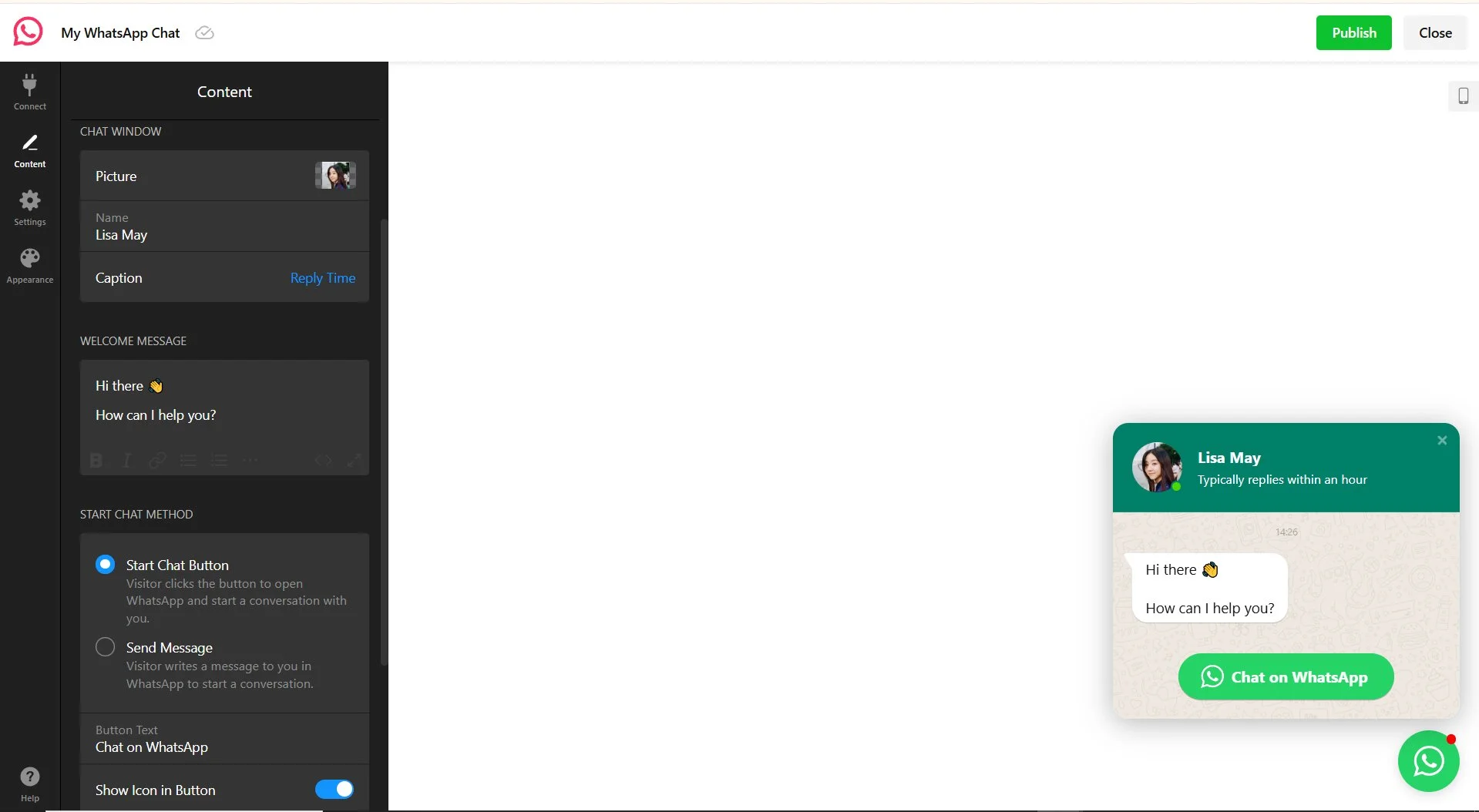 Customize WhatsApp chat content