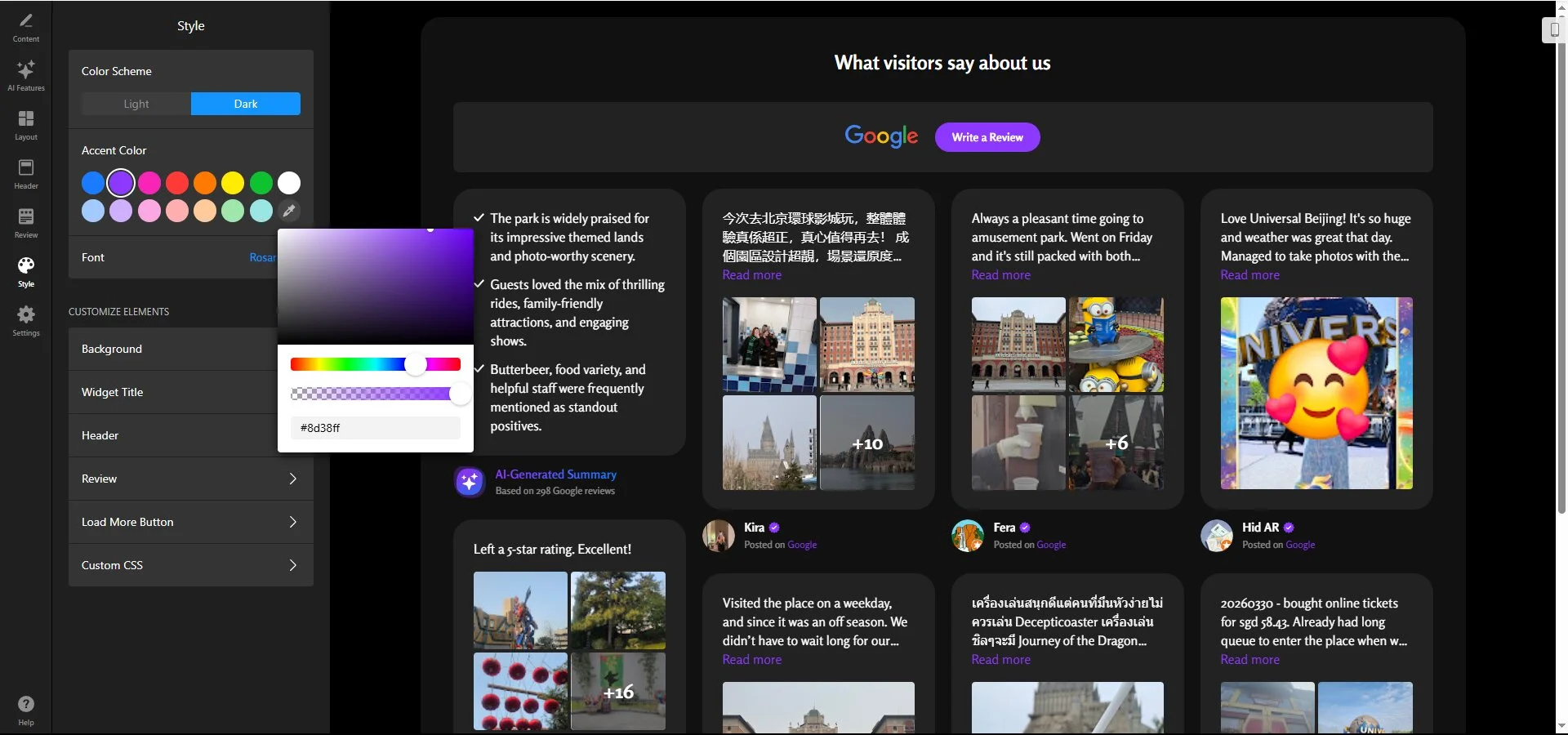 Customize your Google reviews design