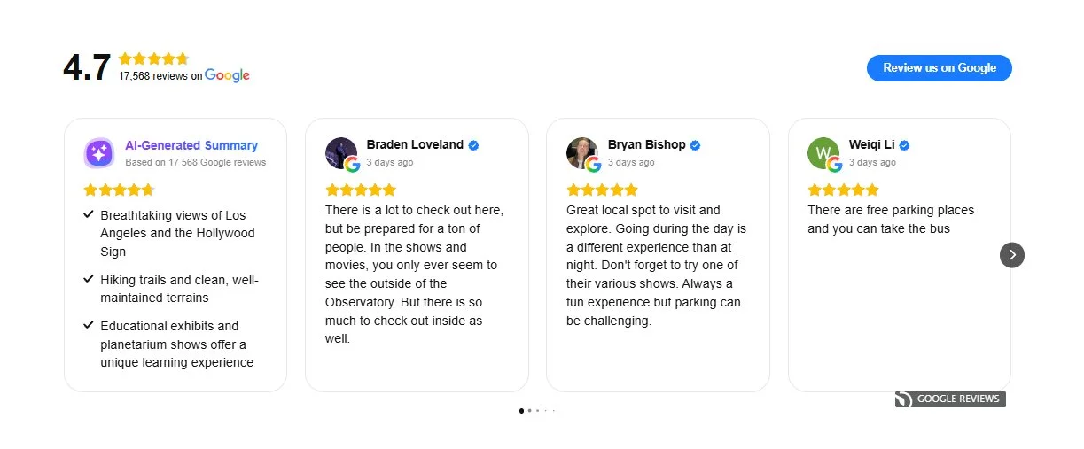 Google Reviews example - Slider layout