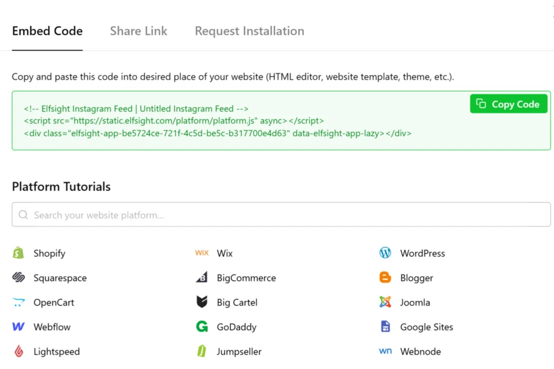 Get your Instagram Feed embed code