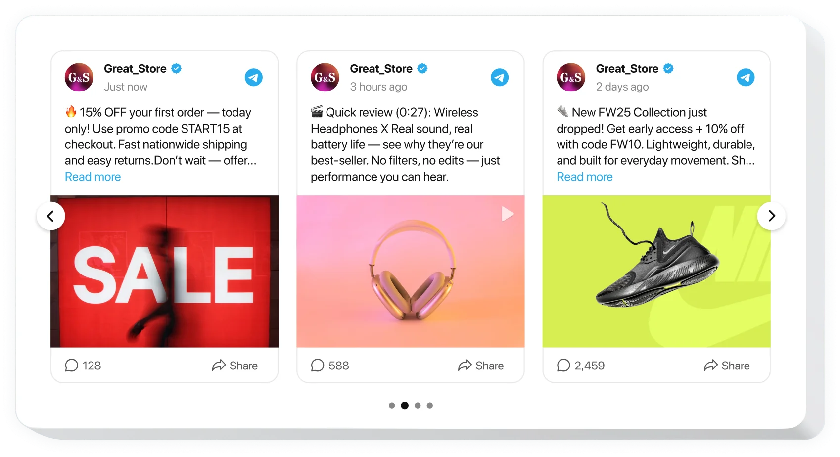 Telegram Channel Feed widget for website