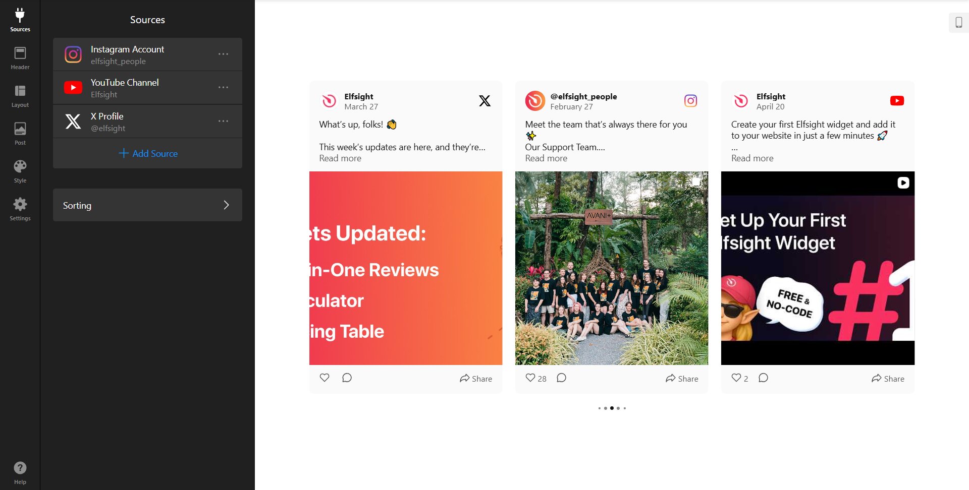 Connect your Social Feed sources