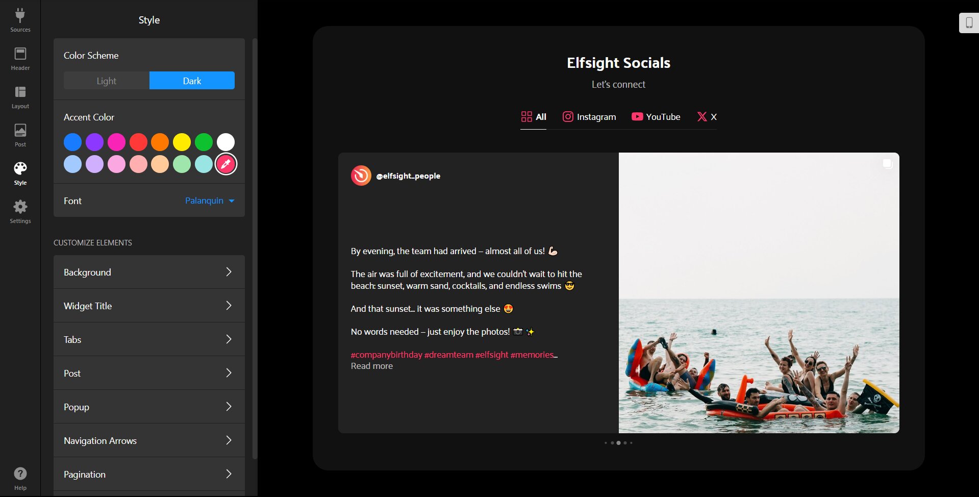 Customize your Social Feed style