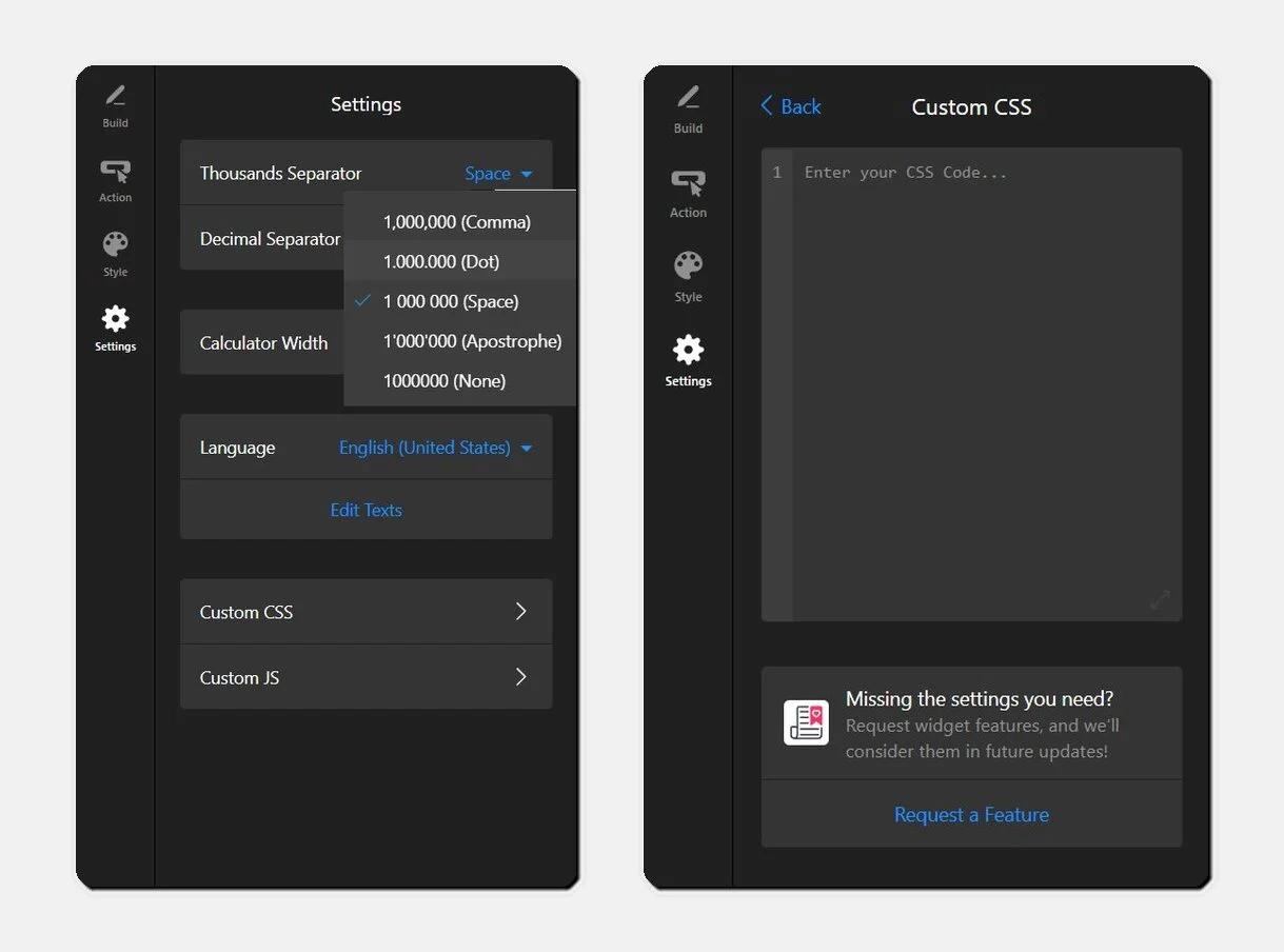 Adjust settings or add advanced code