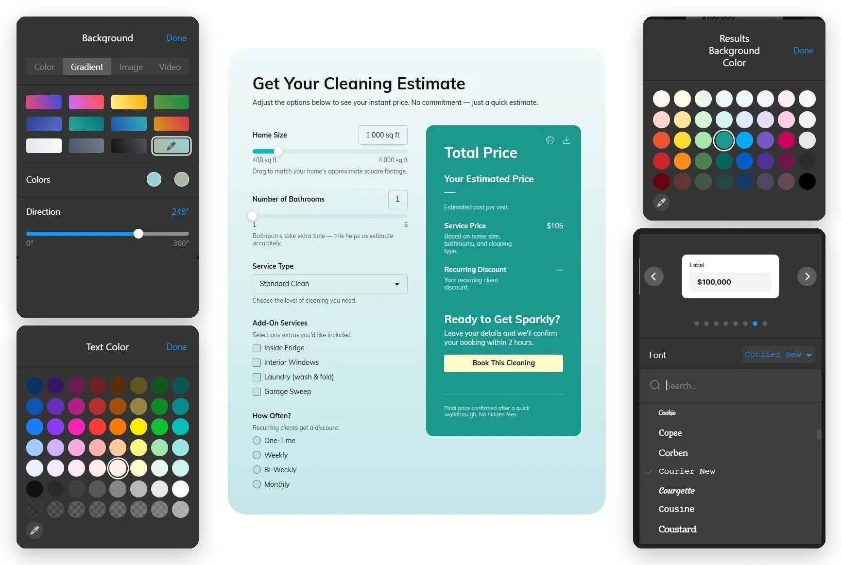 Customize quote calculator style