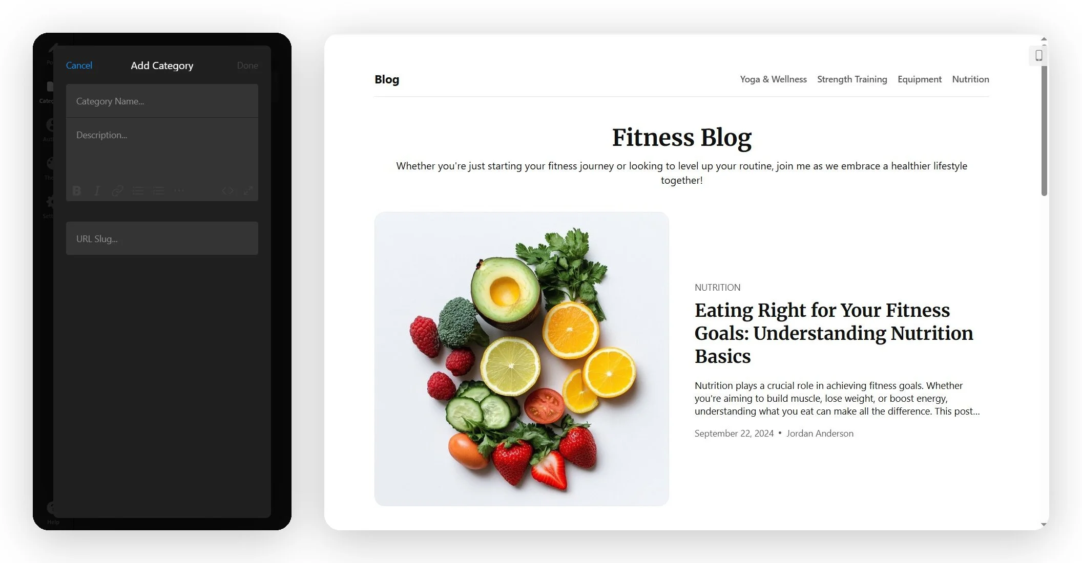 Set up your blog categories