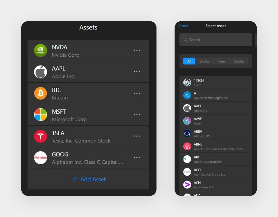 Add stock ticker assets
